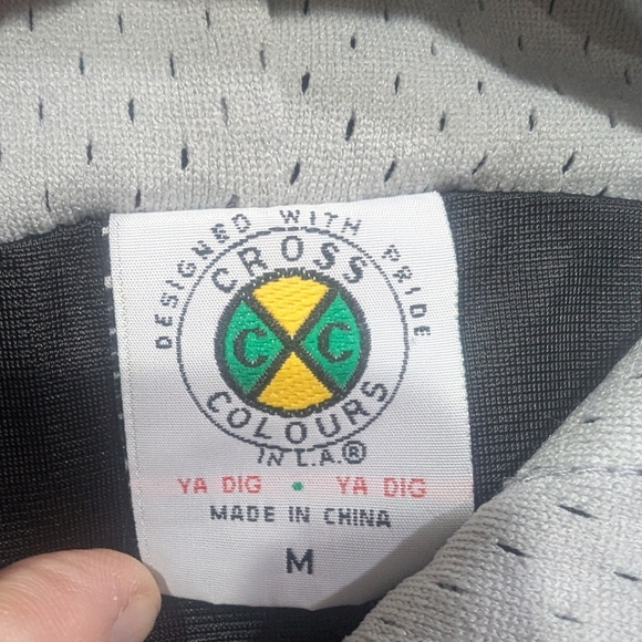 Cross Colors Colours Cropped Zip up Mesh Hoodie Streetwear Black Patches Medium - Picture 3 of 8